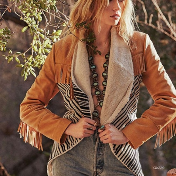 CHASER Leather Tweed Fringe Jacket - Picture 2 of 8